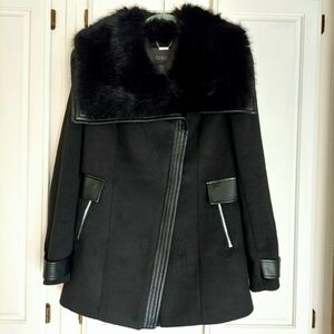 GUESS Lilia Faux-Fur Collar Coat NWOT